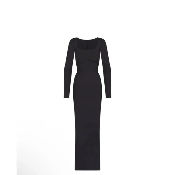 NWT SKIMS BODY Womens Long Slip Dress Size S Onyx Bodycon Square Neck Elegant - Picture 3 of 8